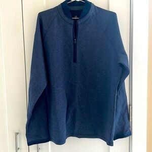 Adidas men’s dark blue pullover w quarter zipper, size L, excellent condition!